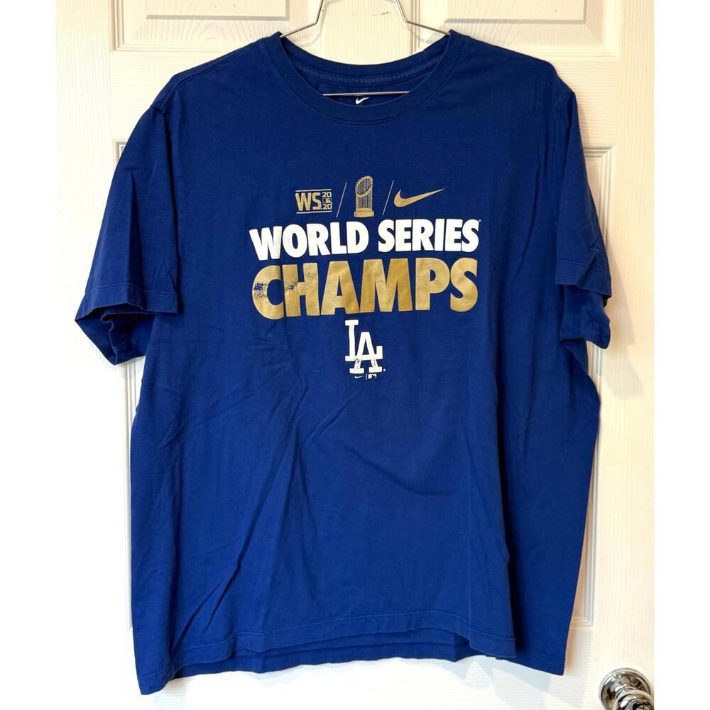 Los Angeles Dodgers 2020 World Series Champs Shirt Mens 2XL Blue Original Nike